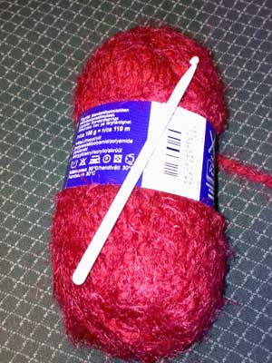 Yarn and crocheting hook